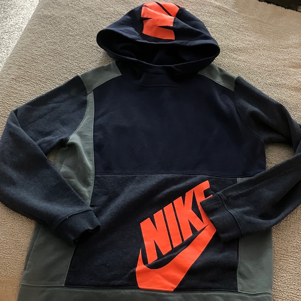 Nike Kids Dark Blue and Orange Hooded Sweatshirt